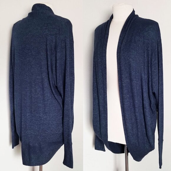ATHLETA Luxe Pose Wrap Cardigan Heather Blue Cocoon Circle Longline Thumbhole - Picture 3 of 14